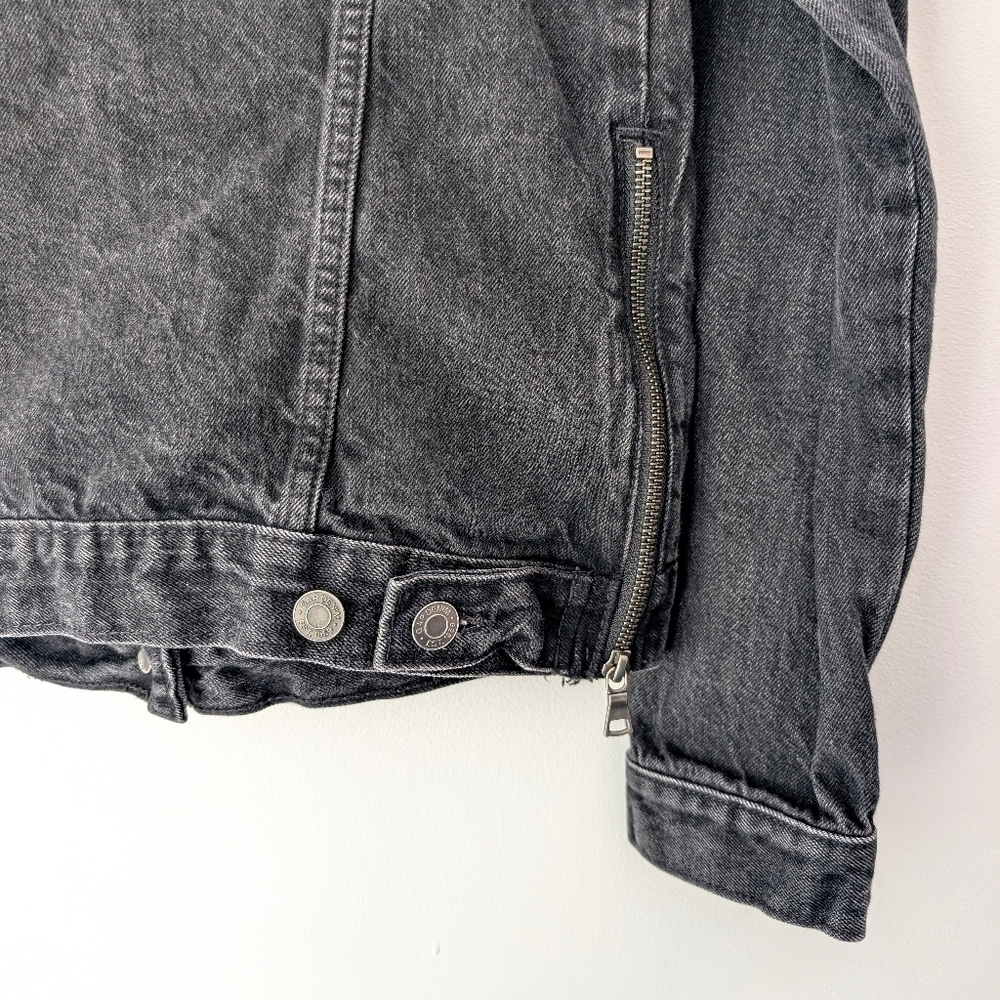 Gap 1969 Women's Black Jeans Jacket With Sides And Sleeves Zips ~ Size Small - Picture 10 of 12